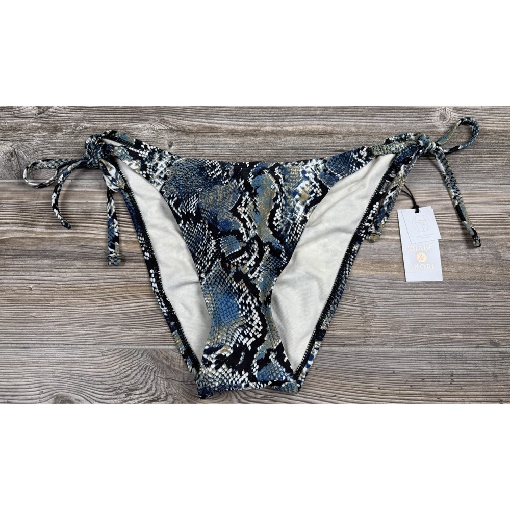 NWT Shade & Shore L Snakeskin Print‎ Cheeky Low Coverage Tie Side Bikini Bottom